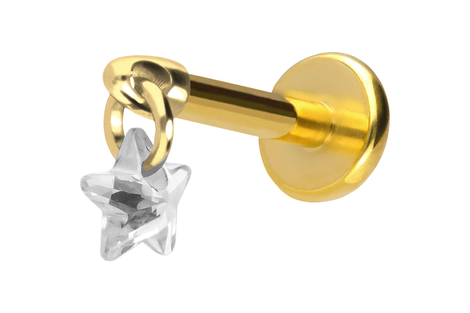 Titan Labret Piercing mit Push Fit KRISTALLSTERN